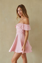 Ava Fit and Flare Mini Dress – Flirty Pink & White Graduation Party Dress