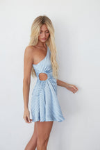 One Shoulder Plisse Mini Dress – Graduation Dress & Satin Party Gown