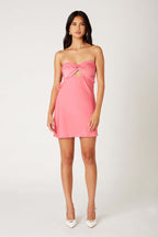 Satin Strapless Keyhole Mini Dress – Bridesmaid Dress & Wedding Guest Gown