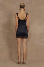 Satin Polka Dot Sweetheart Underwired Lace Trim Bodycon Mini Dress – Glamorous Bridesmaid Wedding Guest Outfit