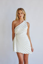 One Shoulder Plisse Mini Dress – Graduation Dress & Satin Party Gown