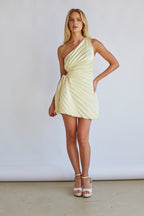 One Shoulder Plisse Mini Dress – Graduation Dress & Satin Party Gown