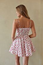 Corset Fit & Flare Tie-Up Back Smocked Mini Dress – Romantic Bridesmaid Wedding Guest Outfit