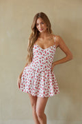 Corset Fit & Flare Tie-Up Back Smocked Mini Dress – Romantic Bridesmaid Wedding Guest Outfit