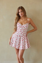 Corset Fit & Flare Tie-Up Back Smocked Mini Dress – Romantic Bridesmaid Wedding Guest Outfit