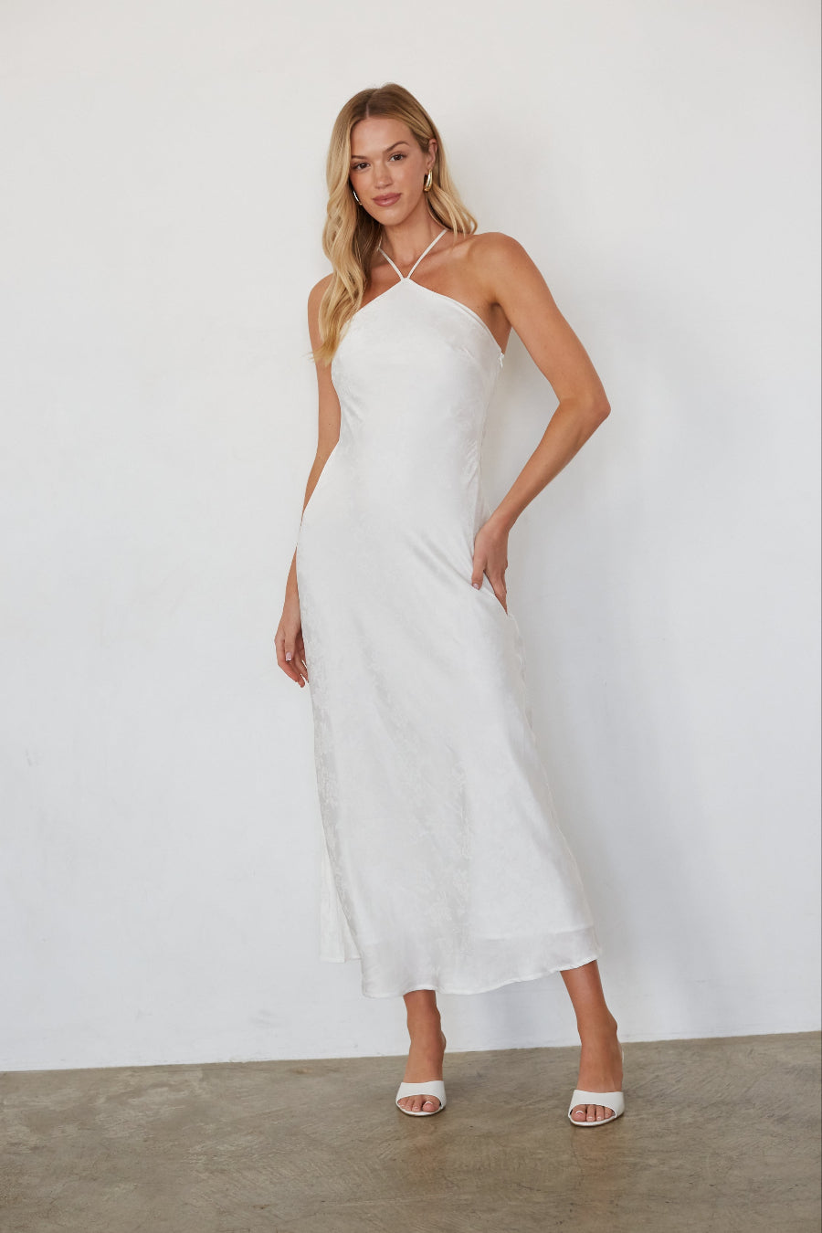 Floral Satin Open Back Maxi Dress – Wedding Guest Gown & Evening Dress