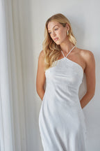 Floral Satin Open Back Maxi Dress – Wedding Guest Gown & Evening Dress