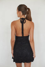 Lace Halter Ruffle Mini Dress – Graduation Party Dress & Summer Gown