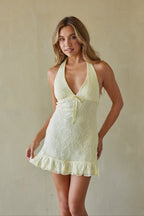 Lace Halter Ruffle Mini Dress – Graduation Party Dress & Summer Gown