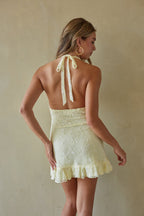 Lace Halter Ruffle Mini Dress – Graduation Party Dress & Summer Gown