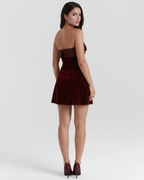 Velvet-Feel Strapless Bandeau Mini Dress – A-Line Cocktail Party Dress Women 2026