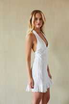 Lace Halter Ruffle Mini Dress – Graduation Party Dress & Summer Gown
