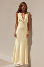 Satin Cowl Neck Maxi Dress – Graduation Gown & Elegant Evening Dress