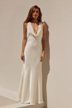Satin Cowl Neck Maxi Dress – Graduation Gown & Elegant Evening Dress