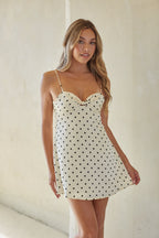 Satin Polka Dot Mini Dress – Graduation Dress & NYE Party Gown