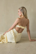 Ruffle Open Back Maxi Dress – Strapless Chiffon Gown & Homecoming Dress