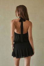 High Neck Mesh Mini Dress – Graduation Dress & Sheer Party Gown