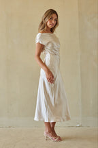 Satin Cowl Midi Dress – Elegant Blue Formal Dress & Evening Gown