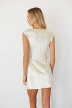 Cowl Boat Neck Mini Dress – Graduation Dress & Elegant White Party Gown