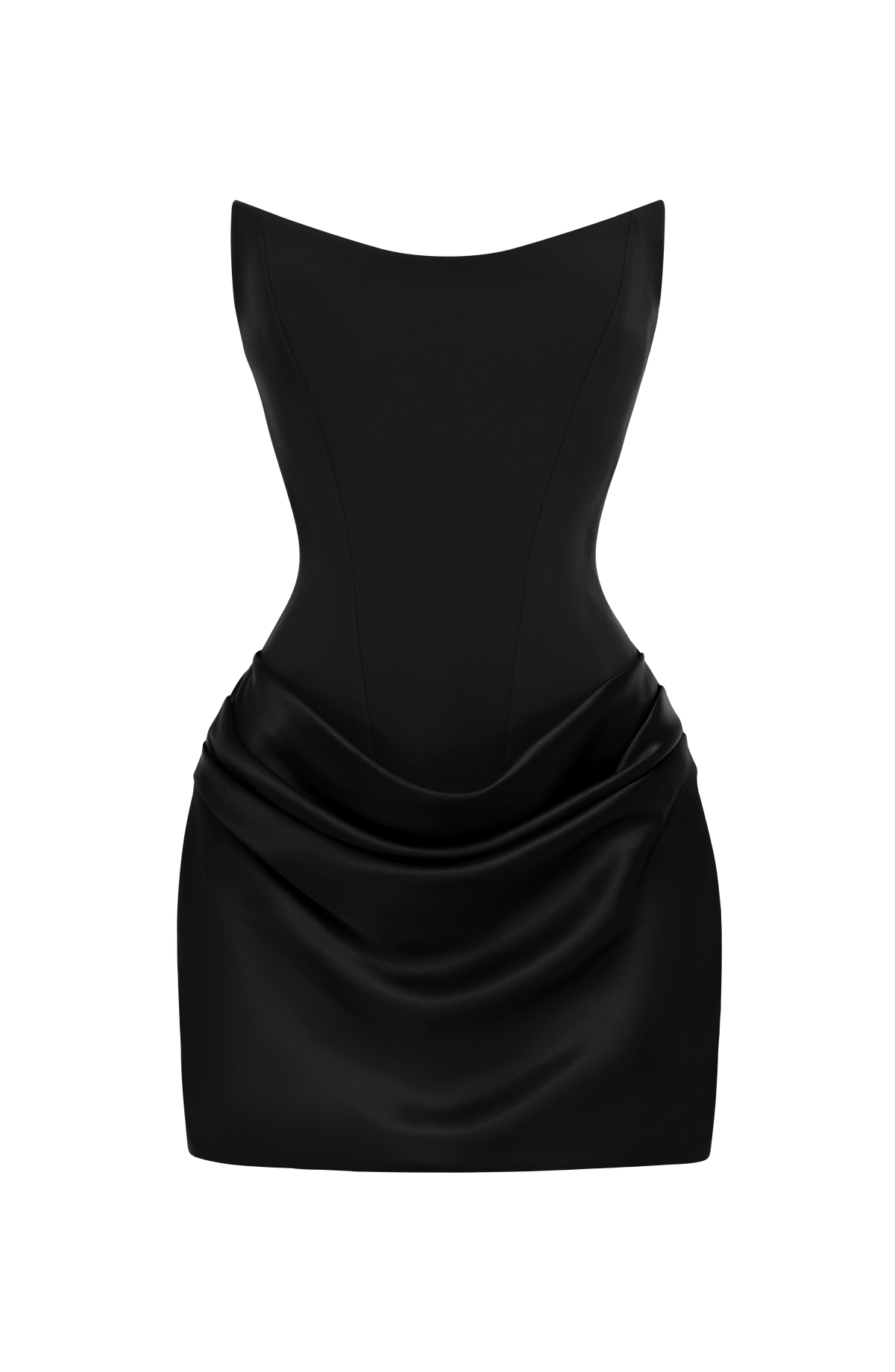 Schwarzes Korsett-Minikleid aus Crêpe – Cocktailkleid kurz