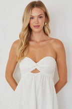 Eyelet Twist Front Mini Dress – Graduation Dress & White Summer Gown