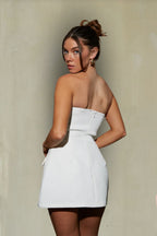 Margaret Strapless Romper Dress – Graduation Party Dress with Pockets