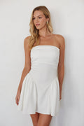 Ruched Bardot Mini Dress – Graduation Dress & White Party Gown