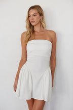 Ruched Bardot Mini Dress – Graduation Dress & White Party Gown