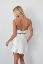 Satin Twist Back Mini Dress – Graduation Dress & Black Party Gown