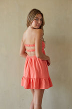 Strapless Twist Front Keyhole Open Back Romper with Built-In Shorts – Chic Bridesmaid Wedding Guest Outfit