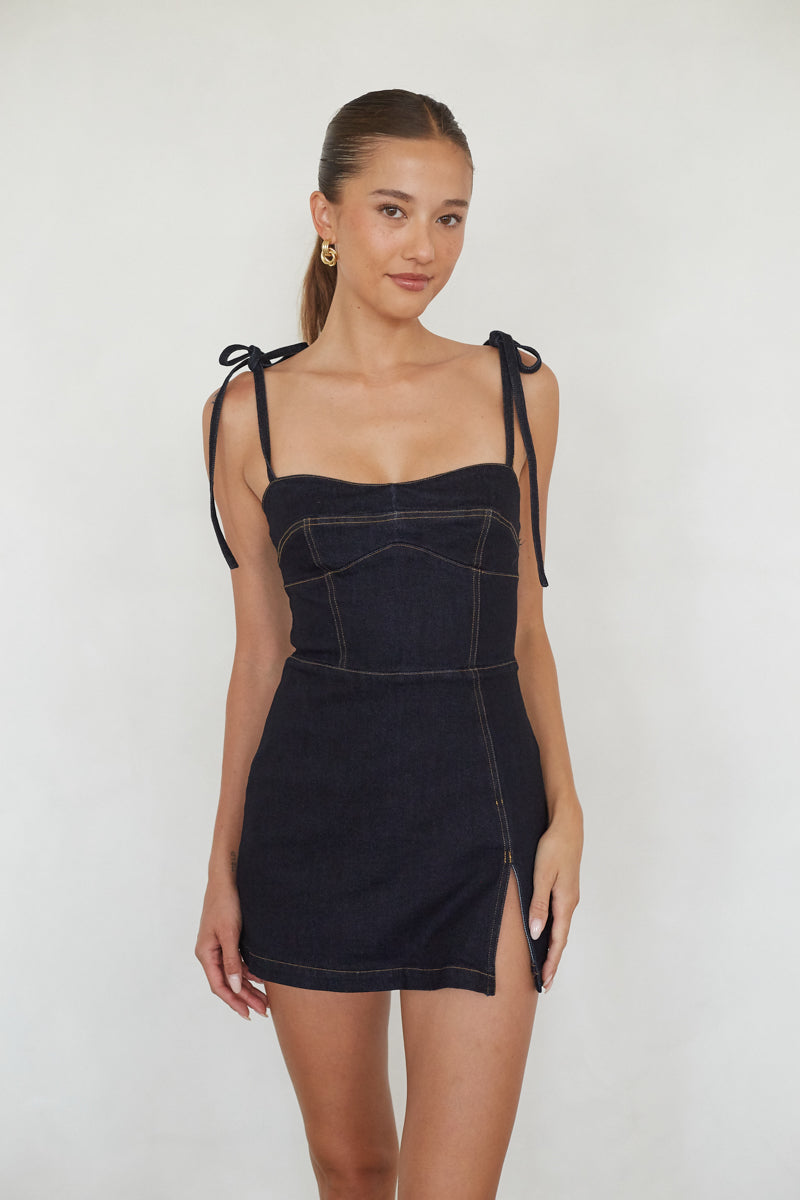 Denim Bodycon Mini Dress – Graduation Dress & Casual Party Gown