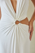 Halter Cut Out Maxi Dress – Bridal White Gown & Formal Evening Dress