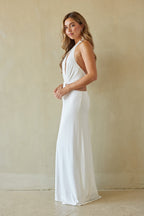 Halter Cut Out Maxi Dress – Bridal White Gown & Formal Evening Dress