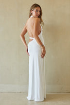 Halter Cut Out Maxi Dress – Bridal White Gown & Formal Evening Dress
