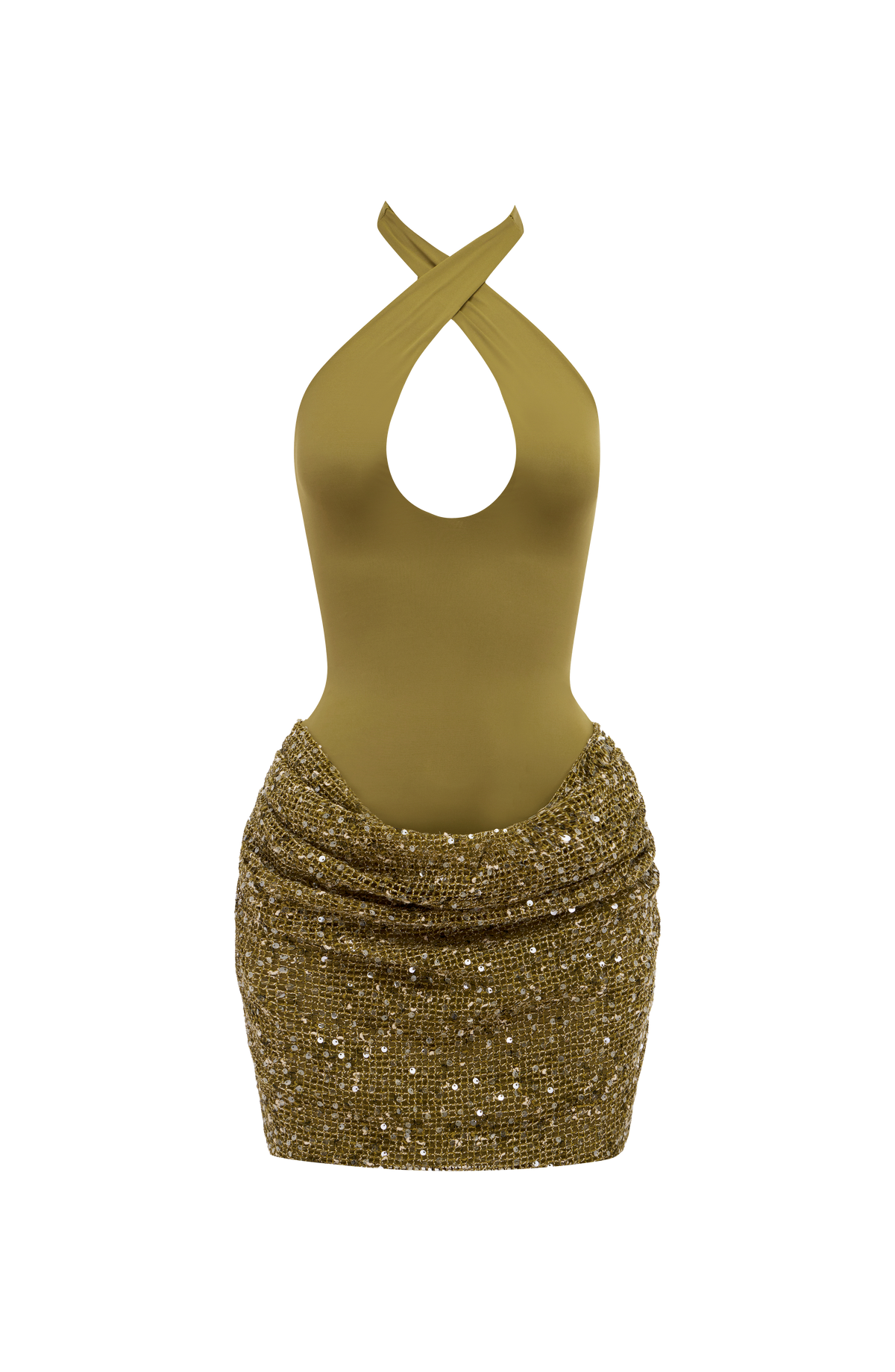 Grünes Pailletten-Minikleid – Cocktailkleid kurz