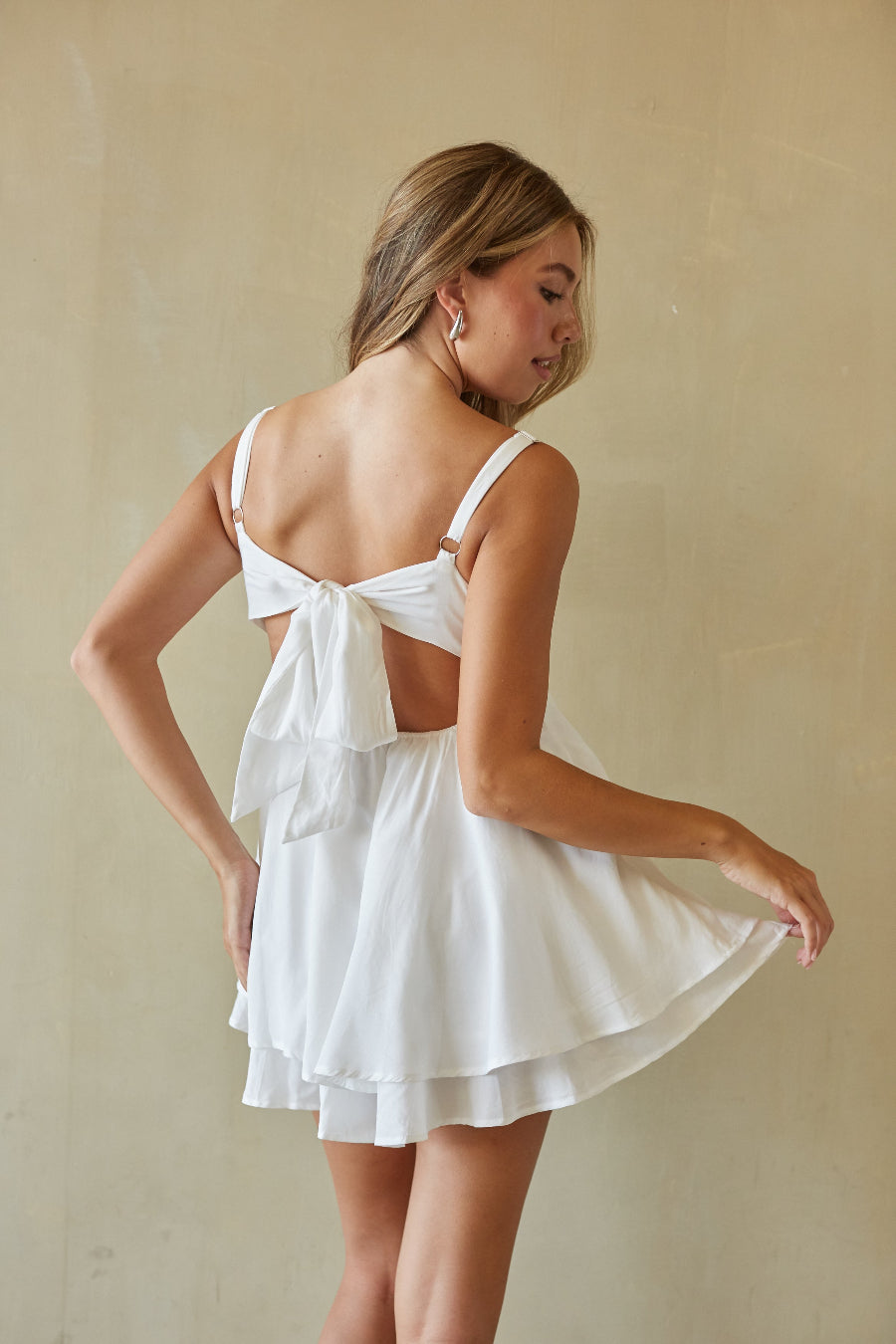 Twist Babydoll Mini Dress – Graduation Dress & Open Back Party Gown