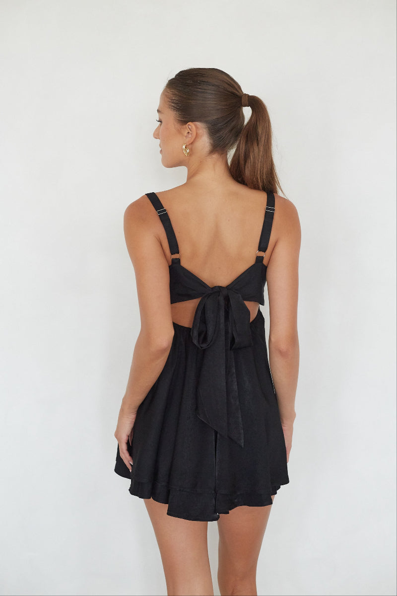 Twist Babydoll Mini Dress – Graduation Dress & Open Back Party Gown