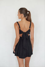 Twist Babydoll Mini Dress – Graduation Dress & Open Back Party Gown