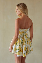 Strapless Lace Corset Fit & Flare Mini Dress – Romantic Bridesmaid Wedding Guest Party Outfit
