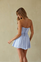 Strapless Lace Corset Fit & Flare Mini Dress – Romantic Bridesmaid Wedding Guest Party Outfit