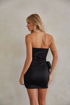 Strapless Wrap Bow Bodycon Mini Dress – Chic Bridesmaid Wedding Guest Party Outfit