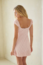 Eyelet Puff Sleeve Mini Dress – Graduation Dress & Summer Party Gown