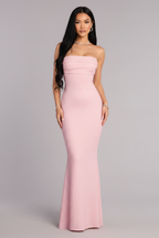 Audrina Glitter Strapless Mermaid Dress – Pink