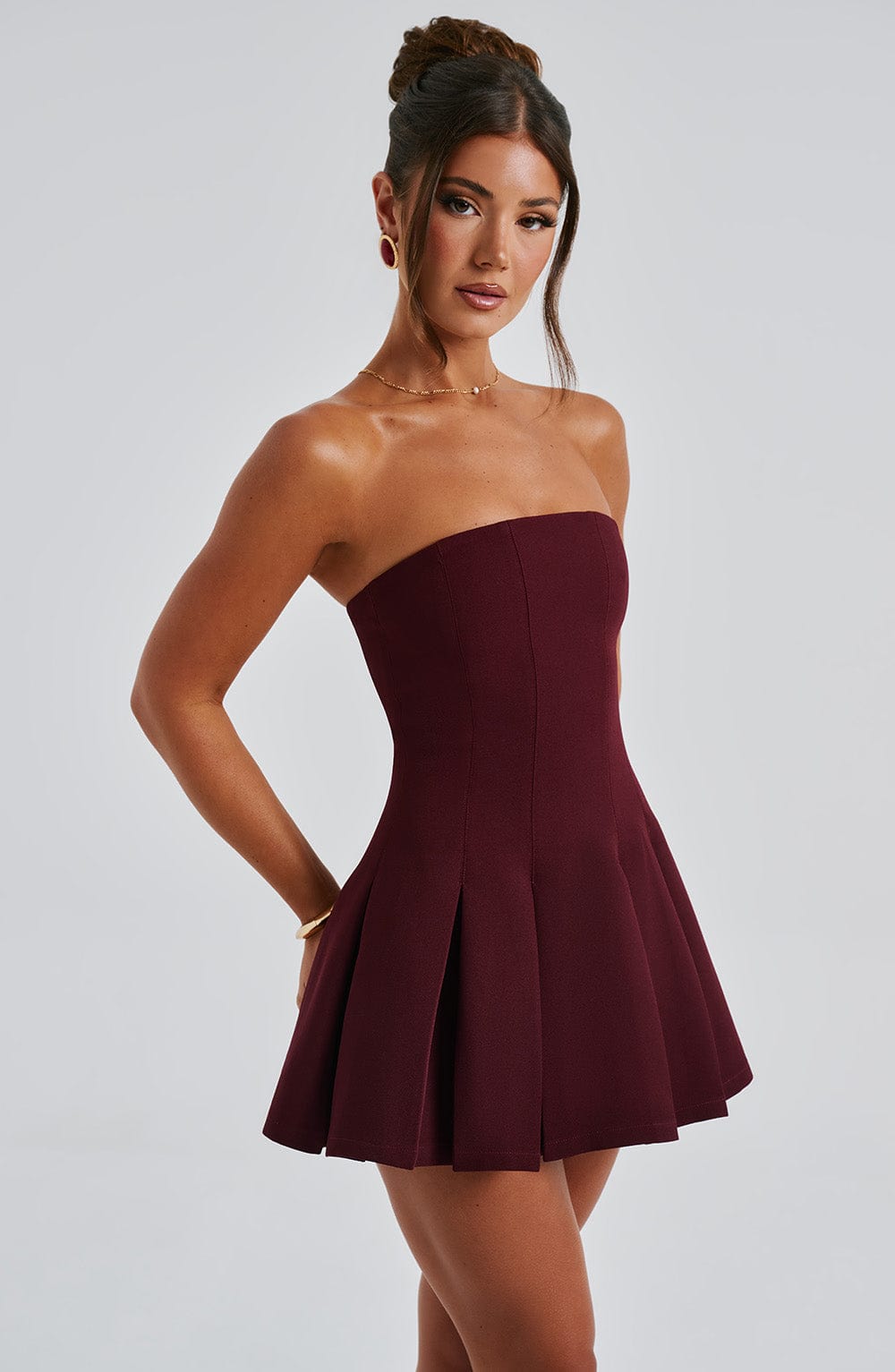 Rotes Crêpe-Minikleid mit ausgestelltem Saum – Partykleid kurz