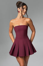 Rotes Crêpe-Minikleid mit ausgestelltem Saum – Partykleid kurz