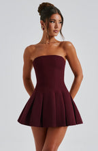 Rotes Crêpe-Minikleid mit ausgestelltem Saum – Partykleid kurz