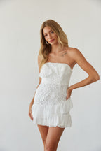 Lace Tie Back Mini Dress – Pink Graduation Dress & Ruffle Party Gown