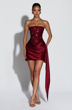 Rotes Mesh-Minikleid mit Korsett-Oberteil – Partykleid kurz