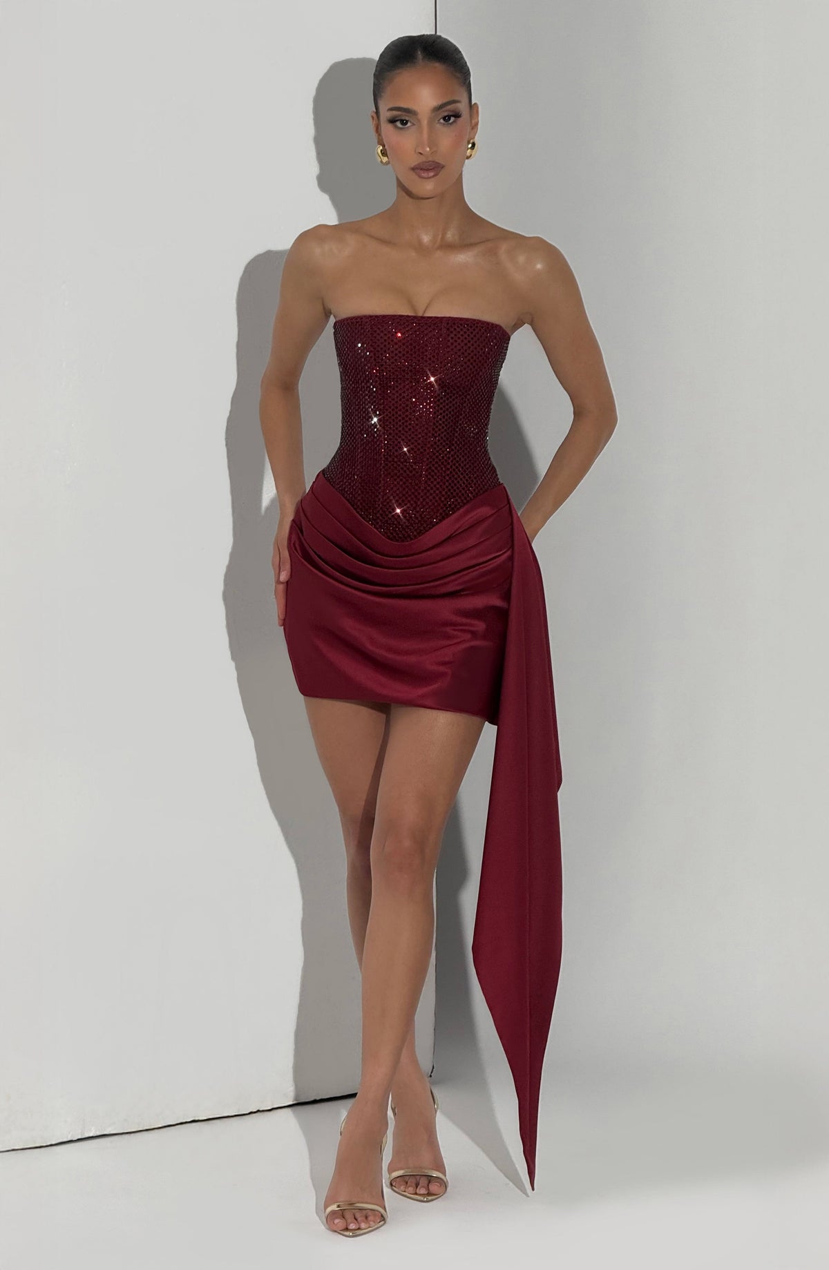 Rotes Mesh-Minikleid mit Korsett-Oberteil – Partykleid kurz