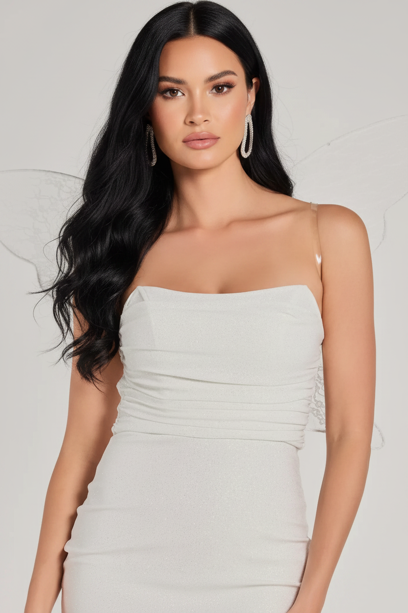 Glitter Corset Bodycon Mini Dress White – Angle 3